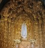 Altar em talha dourada no interior da Igreja de Camarate. <br><br/> A Talha em Portugal  das expresses artsticas, juntamente com o azulejo, de carcter mais original e abundante. Est normalmente ligada  decorao interna de igrejas e catedrais, mas tambm faz parte da decorao de sales nobres em palcios e grandes edifcios pblicos. A talha dourada destaca-se, principalmente, atravs dos impressionantes conjuntos retabulares na maioria das igrejas portuguesas. Desenvolve-se a partir da poca gtica, assumindo caractersticas nacionalistas durante o sculo XVII e o esplendor mximo durante o reinado de D. Joo V. No sculo XIX vai perdendo significado, torna-se cpia de modelos passados, e acaba por desaparecer com o fim dos revivalismos. A talha dourada  um modo muito impressionante e relativamente simples de transformar um espao num local de luxo e ostentao, pois a madeira  facilmente esculpida e coberta com folha de ouro. O resultado adapta-se ao gosto da poca,  mais barato e mais impressionante do que recorrer a outros tipos de decorao, tecnicamente mais exigentes, como a escultura ou a pintura. Os custos da estrutura decorativa ficam aqum do valor necessrio para o mesmo trabalho noutro suporte (excepto o azulejo), porque a quantidade de ouro necessria  relativamente pouca. No  necessrio os artistas possurem a formao especfica de um escultor ou de um pintor, atingindo um resultado final surpreendentemente bom e barato. As formas decorativas so retiradas da arquitectura e dos tratados que circulam pela Europa divulgando as novidades na arte, mas durante o sculo XVII desenvolvem um vocabulrio tipicamente portugus. Ao ser transportada para os vrios locais do imprio adapta-se s formas e aos artistas locais como  visvel no Brasil ou no oriente.  muito usual o artista entalhador responder a encomendas regionais que garantem a actividade da sua oficina, fazendo, por vezes, vrios trabalhos prximos numa determinada rea geogrfica. Chegaram at ns exemplos verdadeiramente notveis, confirmando o prestgio dos criadores de magnficas mquinas retabulares de norte a sul de Portugal. Apesar de na poca no serem considerados verdadeiros escultores, o resultado final nega, frequentemente, esta ideia. Existem, tambm, exemplos policromos, brancos ou em madeira natural, mas sem o impacto visual da talha dourada. A sua associao  pintura ou ao azulejo permite tornar os programas decorativos mais complexos, aumentando ou diminuindo o preo da empreitada. <br> <br> Palavras-chave: talha, Portugal, igreja, Camarate, religio, sagrado, arquitetura, cristianismo.