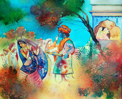 O Lahtmar Holi, ou o Festival das Cores,  comemorado em vrias cidades indianas por crianas e adultos h mais de 2 mil anos. Durante os dias do festival as pessoas saem s ruas vestidas de branco levando tintas em p e pistolas de gua para colorir umas as outras. O objetivo  celebrar a igualdade, o amor e a unio de todas as cores.<br><br>
Palavras-chave: ndia, primavera, festa, ritual, religioso, hinduista, cores, tradio, Lahtmar Holi, Festival das Cores, castas