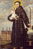 Santo Antonio com o Menino Jesus em pintura de Stephan Kessler.<br><br> Palavras-chave: Santo. Antonio. Munino jesus. Pintura.