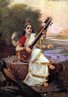 Sarasvati  a deusa hindu da sabedoria, das artes e da msica e a shkti, que significa ao mesmo tempo poder e esposa, de Brahma, o criador do mundo.  a protetora dos artesos, pintores, msicos, atores, escritores e artistas em geral. Ela tambm protege aqueles que buscam conhecimento, os estudantes, os professores, e tudo relacionado  eloquncia, sendo representada como uma mulher muito bela, de pele branca como o leite, e tocando sitar (um instrumento musical). Seus smbolos so um cisne e um ltus branco. Sarasvati tambm  o nome de um rio extinto da ndia, do vale do rio Indo, onde se desenvolveu a civilizao Sarasvati-Sindhu, por volta de 3000 a.C.. O rio foi redescoberto por satlite no fim do sculo XX. A esta deusa era consagrado o chamado dia de Savitu-Vrta, normalmente comemorado no dia 16 de maio. <br><br> Palavras-chave: Sarasvati, deuses, hindu, sabedoria, ndia, Brahma, smbolos